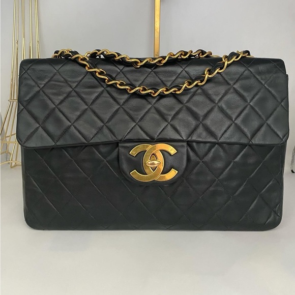 ❌SOLD❌🎀Chanel Black Leather Maxi Classic Single Flap Bag - Picture 3 of 13